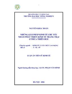 Những giải pháp kinh tế chủ yếu nhằm phát triển kinh tế trang trại ở Thừa Thiên Huế