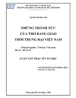 Những thành tựu của thơ Bang Giao thời trung đại Việt Nam