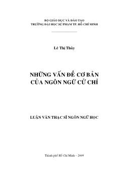 Những vấn đề cơ bản của ngôn ngữ cử chỉ