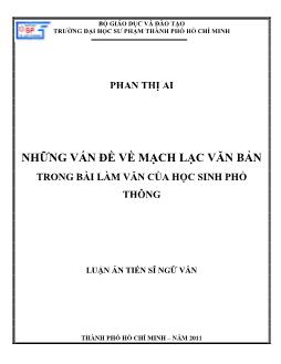 Những vấn đề về mạch lạc văn bản trong bài làm văn của học sinh phổ thông