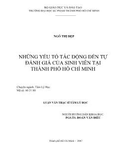 Những yếu tố tác động đến sự tự đánh giá của SV tại TP.HCM