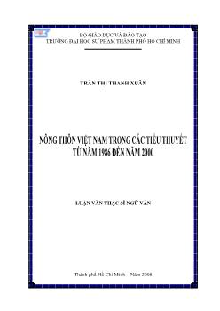 Nông thôn Việt Nam trong các tiểu thuyết từ năm 1986 đến năm 2000