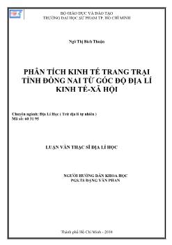 Phân tích kinh tế trang trại tỉnh Đồng Nai từ góc độ Địa lý Kinh tế - Xã hội