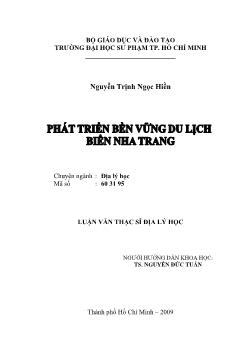 Phát triển bền vững du lịch biển Nha Trang