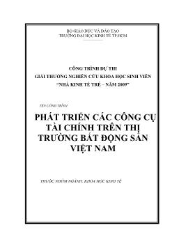 Phát triển các công cụ tài chính trên thị trường bất động sản Việt Nam