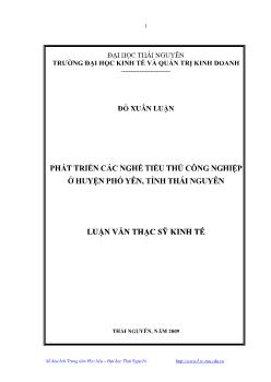 Phát triển các nghề tiểu thủ Công nghiệp ở huyện Phổ Yên, tỉnh Thái Nguyên