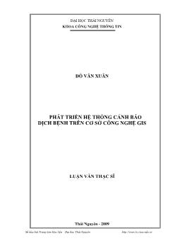 Phát triển hệ thống cảnh báo dịch bệnh trên cơ sở Công nghệ Gis