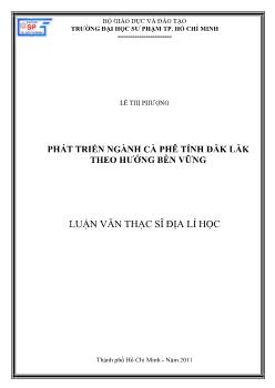 Phát triển ngành cà phê tỉnh Đăk lăk theo hướng bền vững