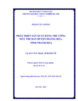 Phát triển sản xuất hàng thủ công mây tre đan huyện Hoằng Hóa tỉnh Thanh hóa