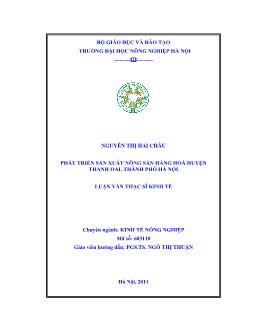 Phát triển sản xuất nông sản hàng hóa huyện Thanh Oai, Thành Phố Hà Nội