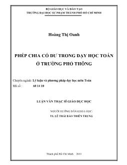 Phép chia có dư trong dạy học Toán ở trường Phổ thông