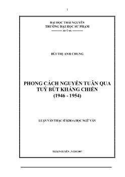 Phong cách Nguyễn Tuân qua tùy bút kháng chiến (1946 - 1954)