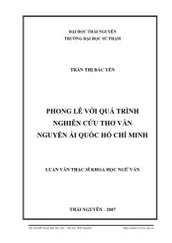 Phong Lê với quá trình nghiên cứu thơ văn Nguyễn Ái Quốc – Hồ Chí Minh