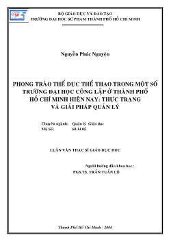 Phong trào thể dục thể thao trong một số trường đại học công lập ở thành phố Hồ Chí Minh hiện nay: Thực trạng và giải pháp quản lý