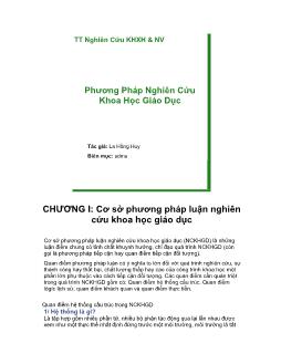 Phương pháp nghiên cứu khoa học giáo dục