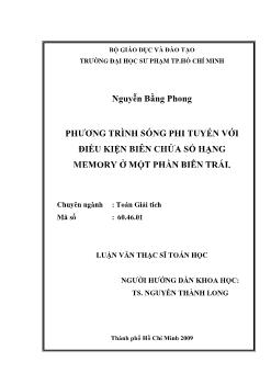 Phương trình sóng phi tuyến với điều kiện biên chứa số hạng Memory ở một phần biên trái