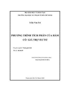 Phương trình tích phân của hàm có giá trị Vectơ