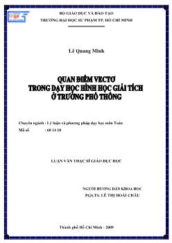 Quan điểm Vectơ trong dạy học hình học giải tích ở trường Trung học phổ thông (THPT)