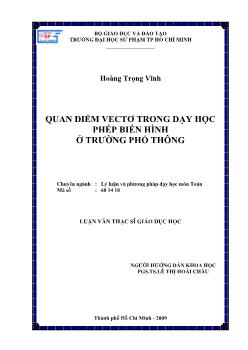Quan điểm Vectơ trong dạy học phép biến hình ở trường phổ thông