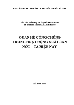 Quan hệ công chúng trong hoạt động xuất bản nước ta hiện nay