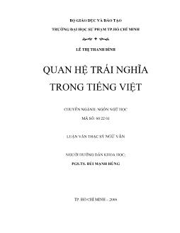 Quan hệ trái nghĩa trong Tiếng Việt