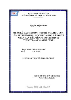 Quản lý đào tạo đại học hệ vừa học vừa làm ở trường Đại học khoa học xã hội và nhân văn thành phố Hồ Chí Minh - Thực trạng và giải pháp