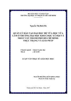 Quản lý đào tạo Đại học hệ vừa học vừa làm ở trường Đại học KHXH&NV TP.HCM: Thực trạng và giải pháp