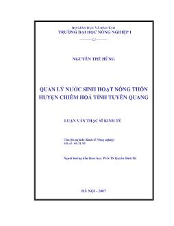 Quản lý nước sinh hoạt nông thôn huyện Chiêm Hoá tỉnh Tuyên Quang