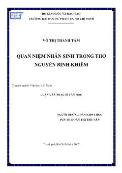 Quan niệm nhân sinh trong thơ Nguyễn Bỉnh Khiêm