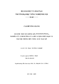 So sánh một số giống kê (Setaria italica Beauv.), nghiên cứu ảnh hưởng của liều lượng phân đạm và mật độ trồng đến năng suất hạt kê