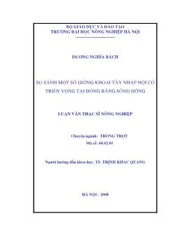 So sánh một số giống khoai tây nhập nội có triển vọng tại vùng Đồng Bằng sông Hồng