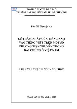 Sự thâm nhập của tiếng Anh vào tiếng Việt trên một số phương tiện truyền thông đại chúng ở Việt Nam