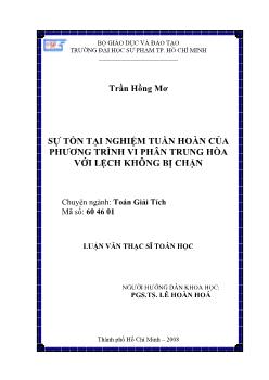 Sự tồn tại nghiệm tuần hoàn của phương trình vi phân trung hòa với lệch không bị chặn