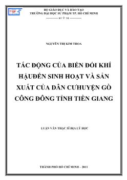 Tác động của biến đổi khí hậu đến sinh hoạt và sản xuất của dân cư huyện Gò Công Đông tỉnh Tiền Giang
