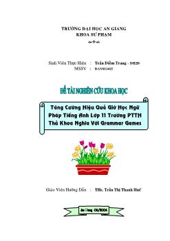 Tăng cường hiệu quả học ngữ pháp tiếng Anh lớp 11 trường PTTH Thủ Khoa Nghĩa với Grammar Games