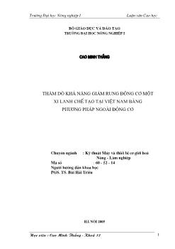 Thăm dò khả năng giảm rung động cơ một xi lanh chế tạo tại Việt Nam bằng phương pháp ngoài động cơ