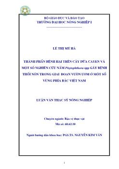 Thành phần bệnh hại trên cây dứa cayene và một số nghiên cứu nấm Phytophthora spp gây bệnh thối nõn trong giai đoạn vườn ươm ở một số vùng phía Bắc Việt Nam