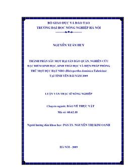 Thành phần sâu mọt hại sắn bảo quản, nghiên cứu đặc điểm sinh học,sinh thái học và biên pháp phòng trừ mọt đục hạt nhỏ(Rhizopertha dominica Fabricius) tại Tỉnh Yên Bái năm 2009