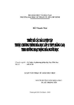 Thiết kế các bài luyện tập thuộc chương trình hóa học lớp 11 THPT (Nâng cao) theo hướng hoạt động hóa người học