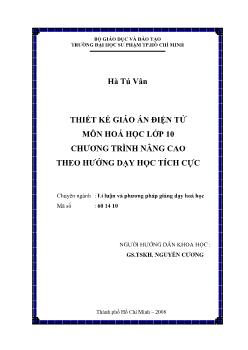 Thiết kế giáo án điện tử môn hoá học lớp 10