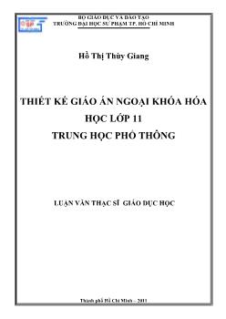 Thiết kế giáo án ngoại khóa hóa học lớp 11 Trung học phổ thông