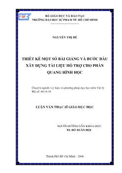 Thiết kế một số bài giảng và bước đầu xây dựng tài liệu hỗ trợ cho phần Quang Hình Học