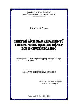 Thiết kế sách giáo khoa điện tử chương dung dịch - Sự điện li lớp 10 chuyên hóa học