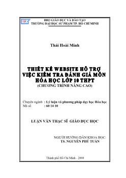 Thiết kế website hổ trợ việc kiểm tra đánh giá môn hóa học lớp 10 (chương trình nâng cao)