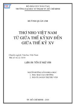 Thơ Nho Việt Nam từ giữa thế kỷ XIV đến giữa thế kỷ XV