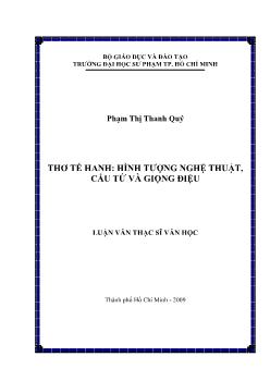 Thơ Tế Hanh: hình tượng nghệ thuật, cấu tứ và giọng điệu