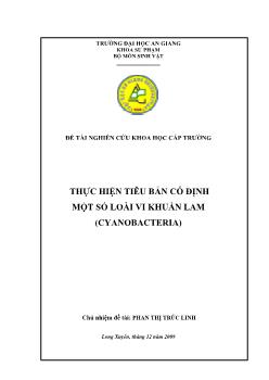 Thực hiện tiêu bản cố định một số loài vi khuẩn lam (Cyanobacteria)