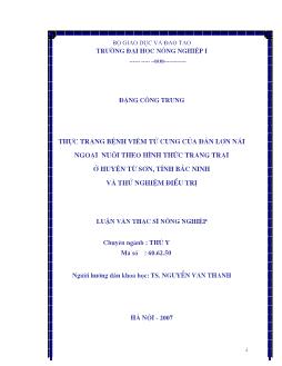 Thực trạng bệnh viêm tử cung của đàn lợn nái ngoại nuôi theo hình thức trang trại ở huyện Từ Sơn, tỉnh bắc Ninh và thư nghiệm điều trị