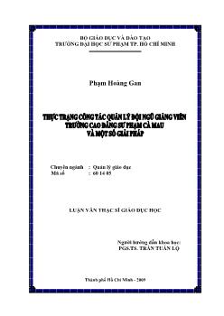 Thực trạng công tác quản lý đội ngũ giảng viên trường Cao đẳng sư phạm Cà Mau và một số giải pháp
