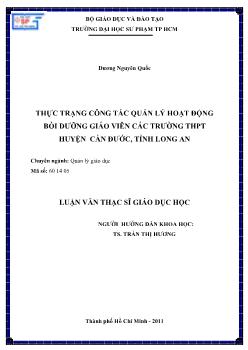 Thực trạng công tác quản lý hoạt động bồi dưỡng giáo viên các trường THPT huyện Cần Đước, tỉnh Long An